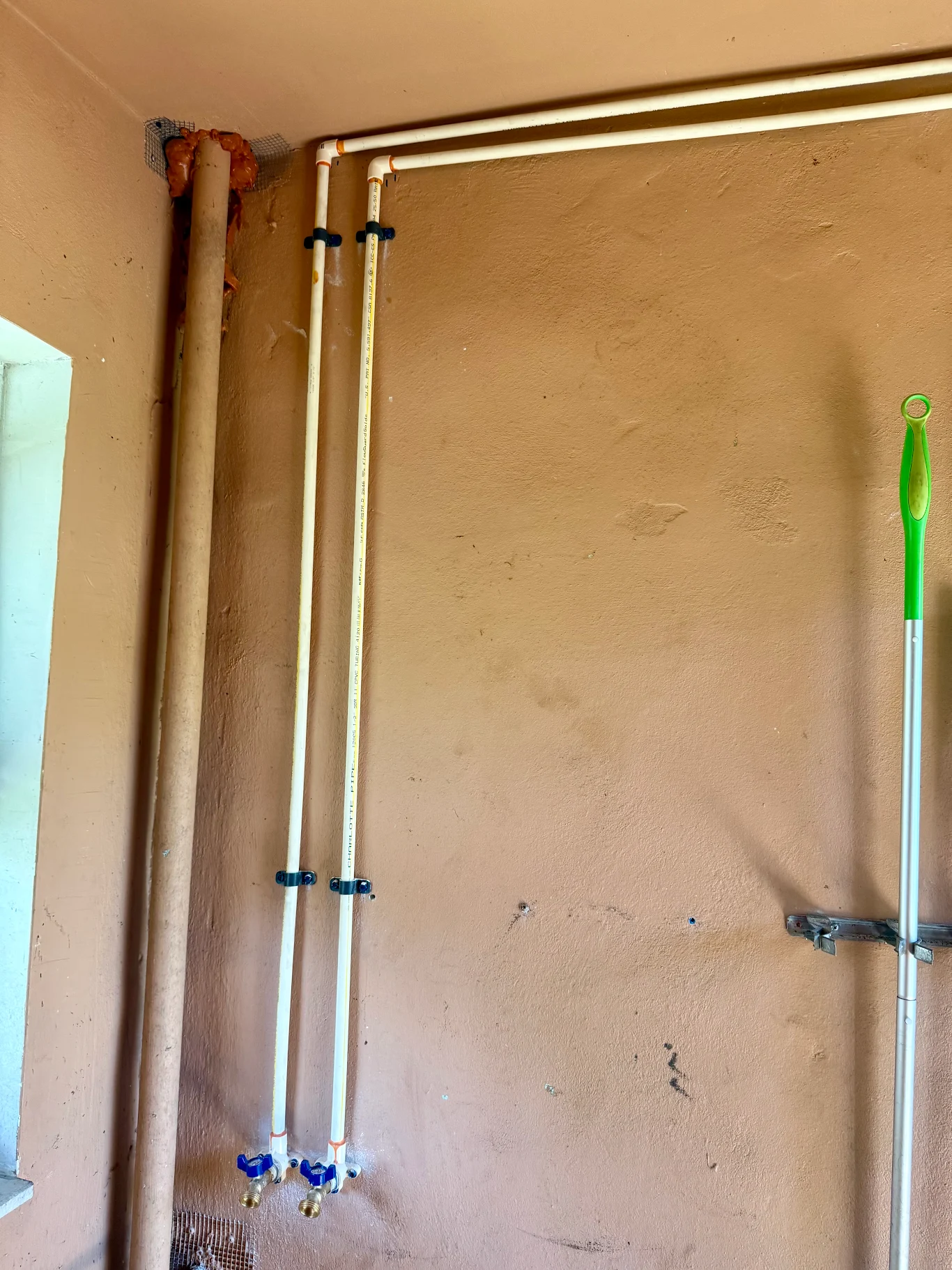 Utility area rough-in with new service runs